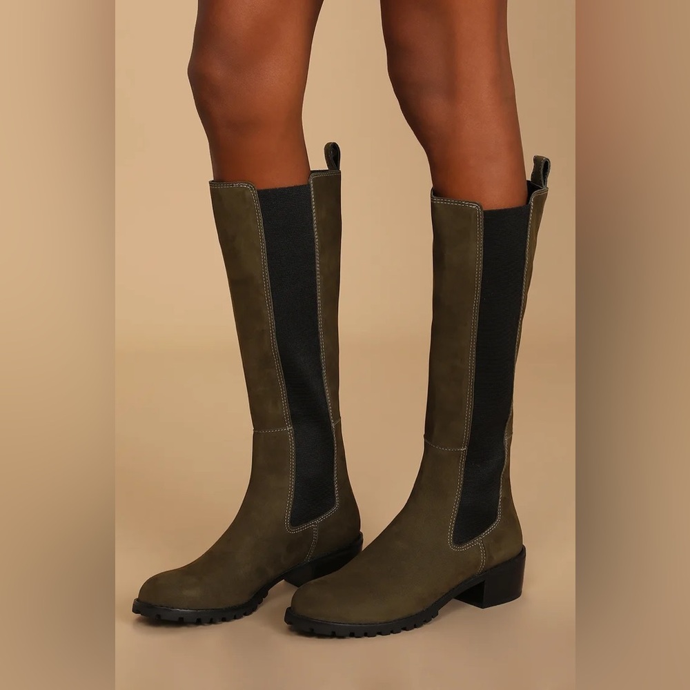 NWT Matisse Ryder Nubuck Suede Leather Tall Chelsea Boots Olive Green Size 8